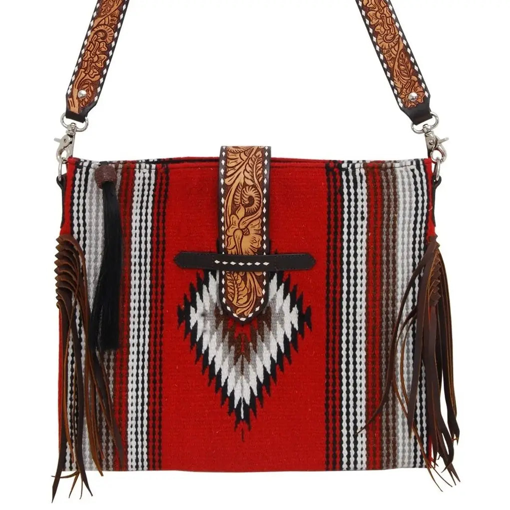 Belted Tote – Woolen Bag with Brown Fringes, Hair Tassel