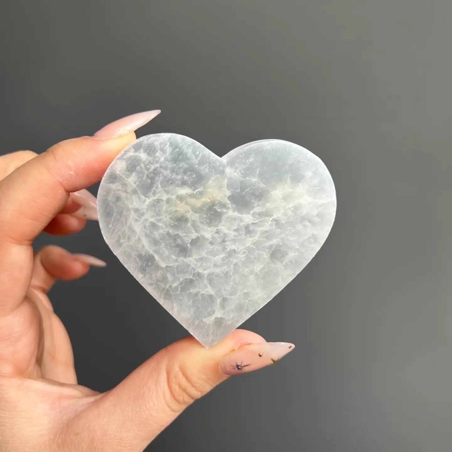 Flat Selenite Crystal Heart