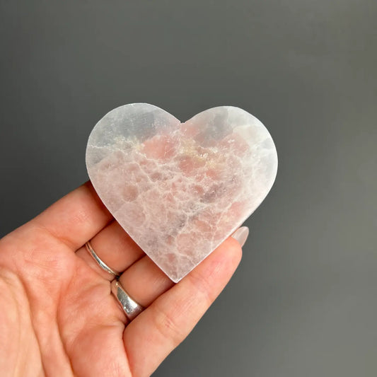 Flat Selenite Crystal Heart